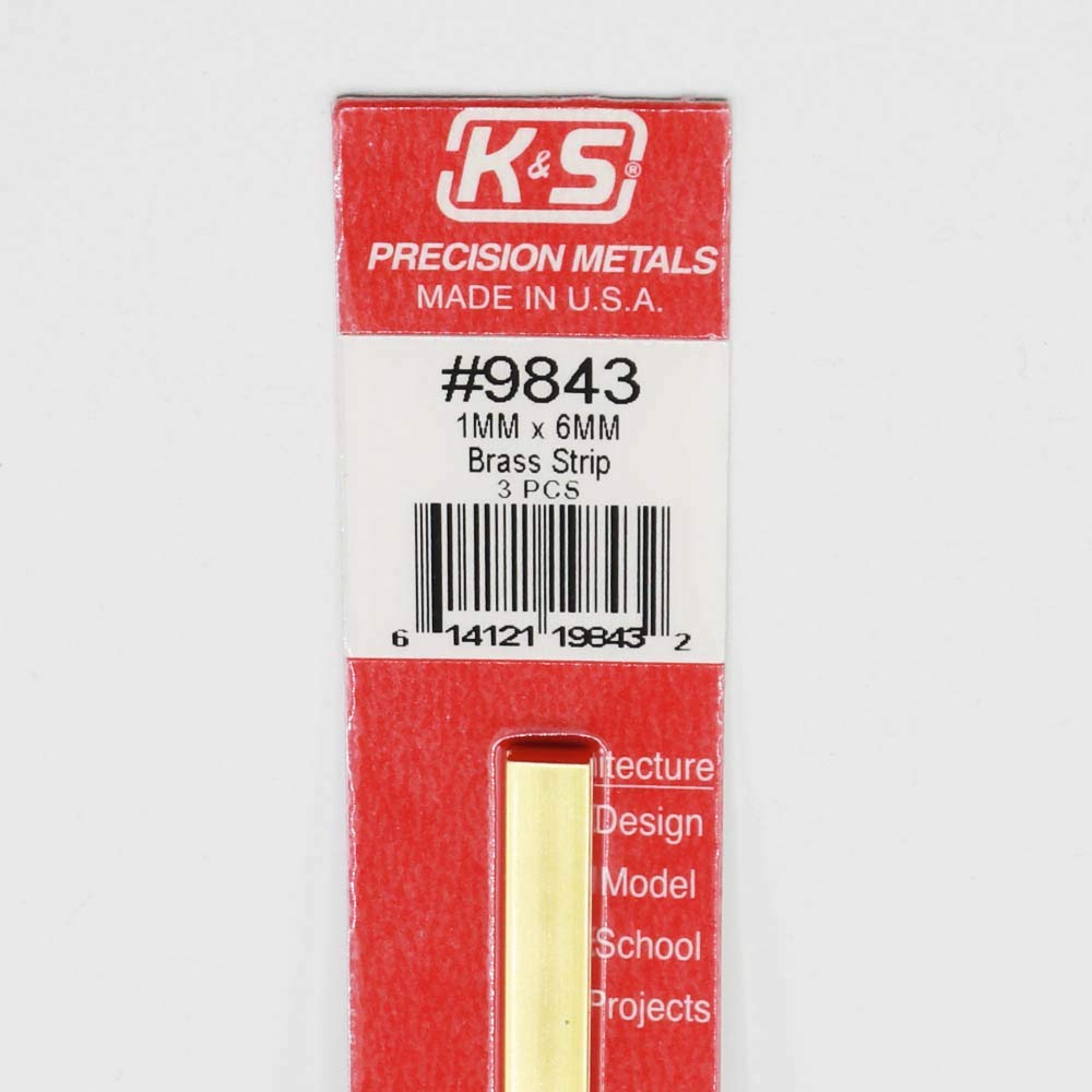 KS Metals 9843 Brass Strip 1mm x 6mm x 300mm (3pcs) - Hobbytech Toys