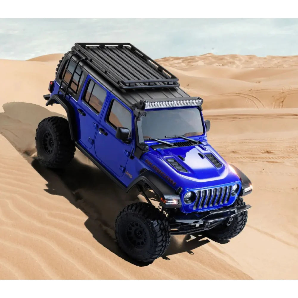 Kyosho Mini-Z 4x4 Series Readyset Jeep Wrangler Unlimited Rubicon with Accessory parts Ocean Blue Metallic [32528MB] - Hobbytech Toys