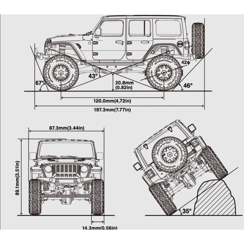 Kyosho Mini-Z 4x4 Series Readyset Jeep Wrangler Unlimited Rubicon with Accessory parts Punkn Metallic [32528MO] - Hobbytech Toys