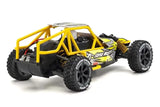 Rugged yellow and black off-road RC buggy with chunky all-terrain tires and an open-frame design, ready for high-speed adventures.