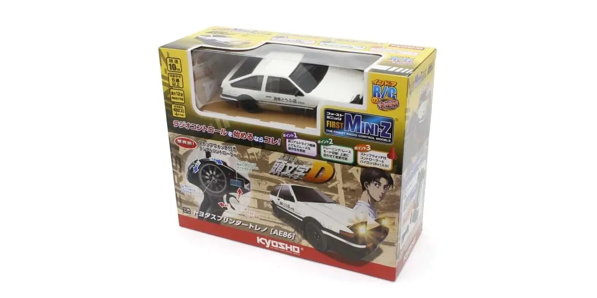 Kyosho First Mini-Z Initial D Toyota Sprinter Trueno AE86 RC Car - White/Black [66601A]