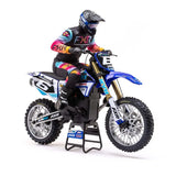 Colorful and detailed 1/4 scale RC motorcycle, Losi Promoto-MX model in ClubMX scheme, with high-quality design and performance features.