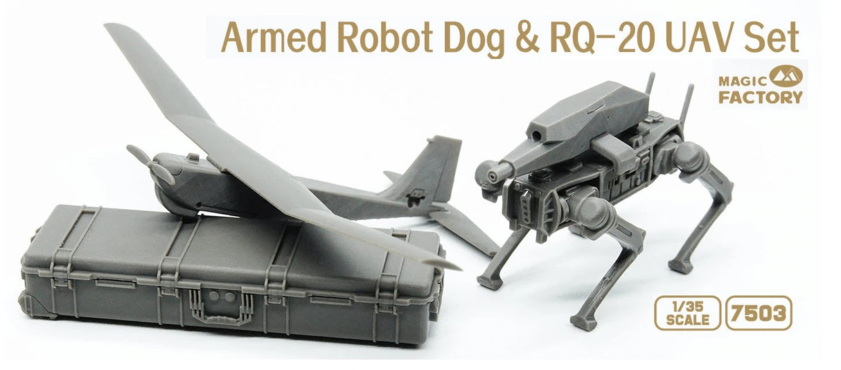 Magic Factory 7503 1/35 Armed Robot Dog & RQ-20 UAV Set - Hobbytech Toys