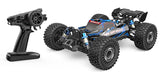 Sleek off-road RC buggy with rugged tires, powerful brushless motor, and remote control ready for thrilling outdoor adventures.