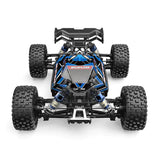 Sleek blue and black high-performance MJX 1/16 Hyper Go 4wd Off-Road Brushless 3S RC Buggy displayed against a plain white background.
