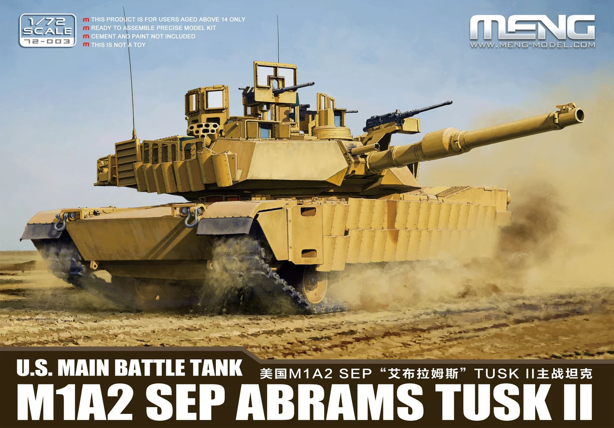 Meng 1/72 U.S Main Battle Tank M1A2 SEP ABRAMS TUSK II Plastic Model Kit - Hobbytech Toys