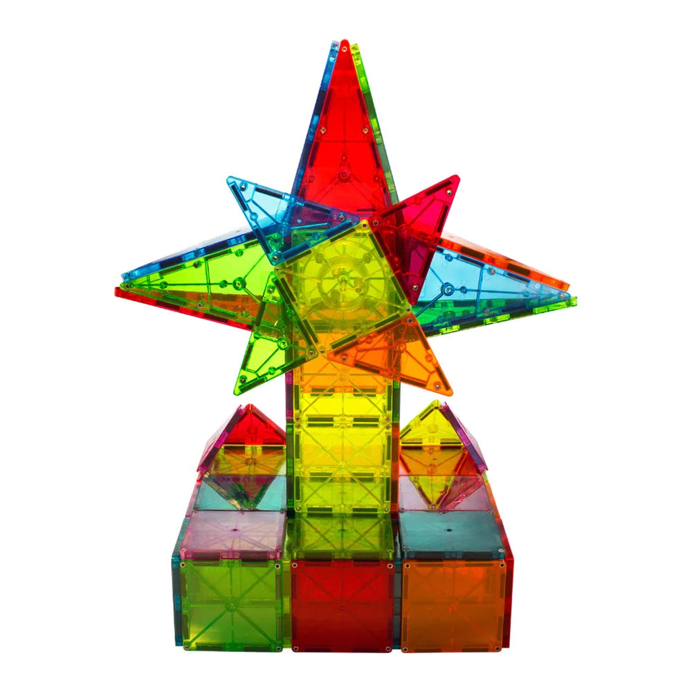 a multicolored glass star on a white background