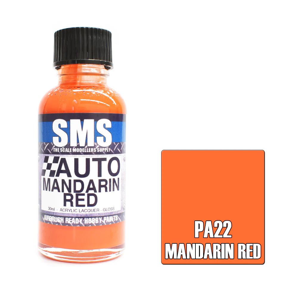 SMS PA22 Auto Colour MANDARIN RED 30ml - Hobbytech Toys