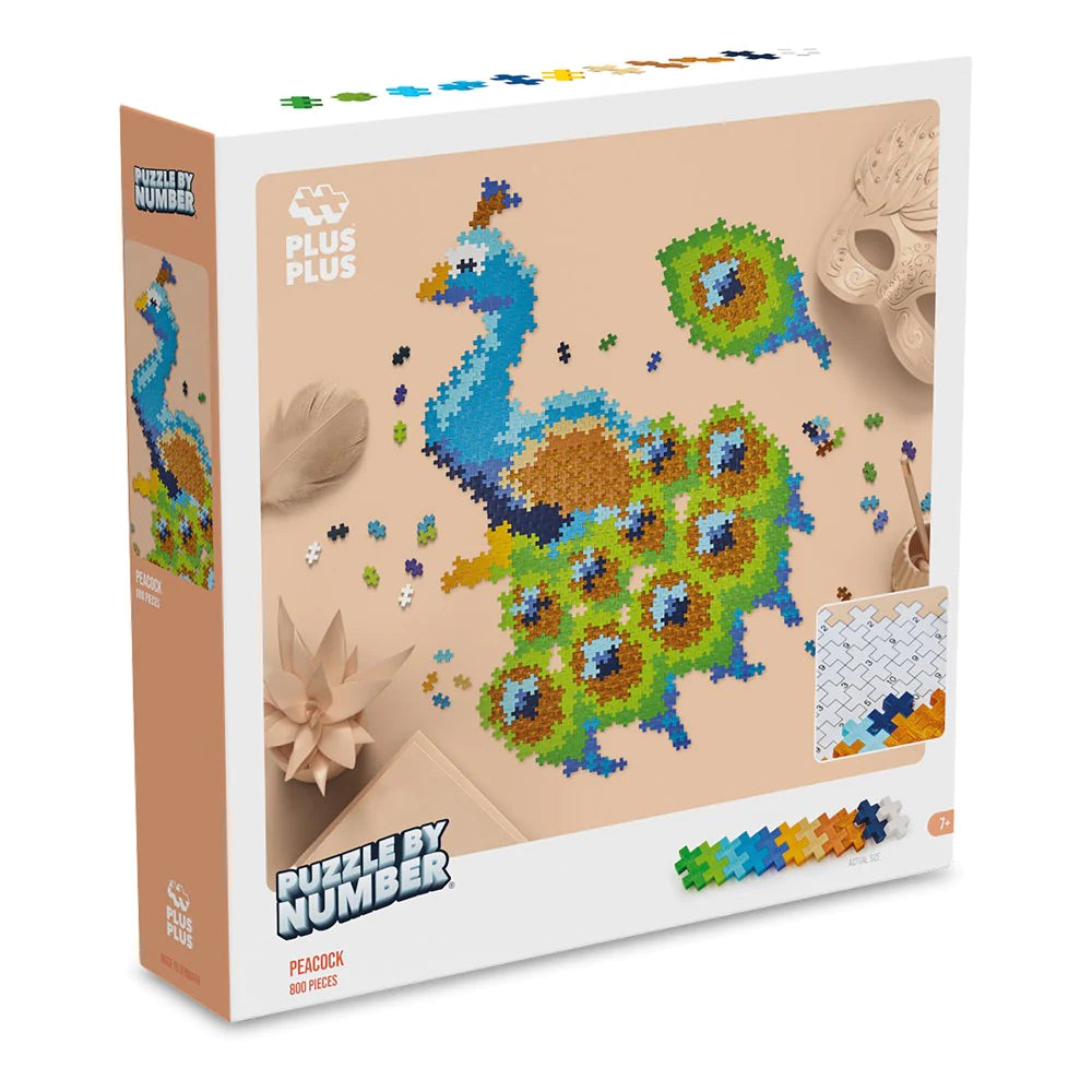 Plus Plus Puzzle By Number Peacock 800pc Set - Hobbytech Toys