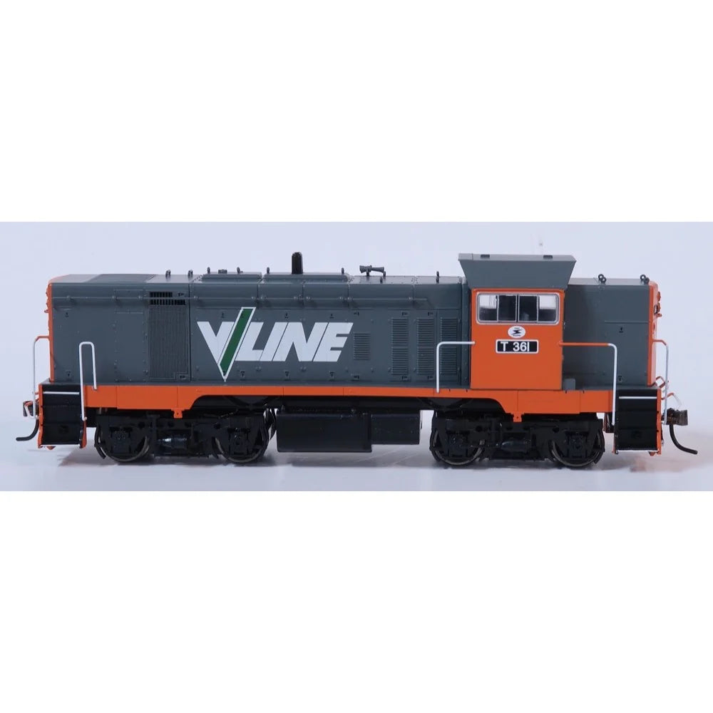 Powerline PT2-2-361 HO Scale V/Line Tangerine and Grey T-Class Series 2 (T3) T361 with Cut Away Valance (DC) - Hobbytech Toys