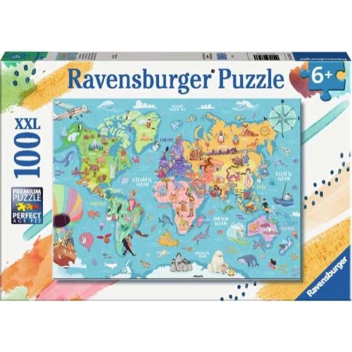 Ravensburger 13343-7 Map of the World 100pc Puzzle - Hobbytech Toys