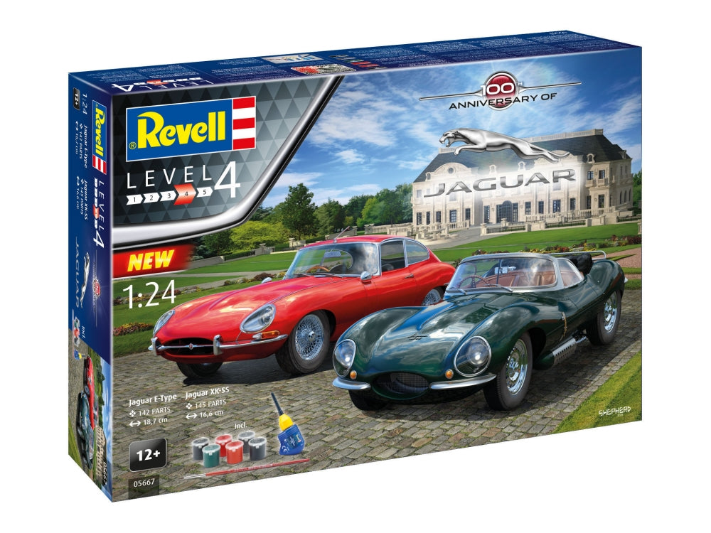 Revell 5667 1/24 100 Years Jaguar Plastic Model Starter Set - Hobbytech Toys