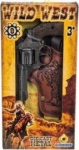 Gonher Cowboy 8 Shot Revolver w/Belt and Holster Diecast Cap Gun - Hobbytech Toys