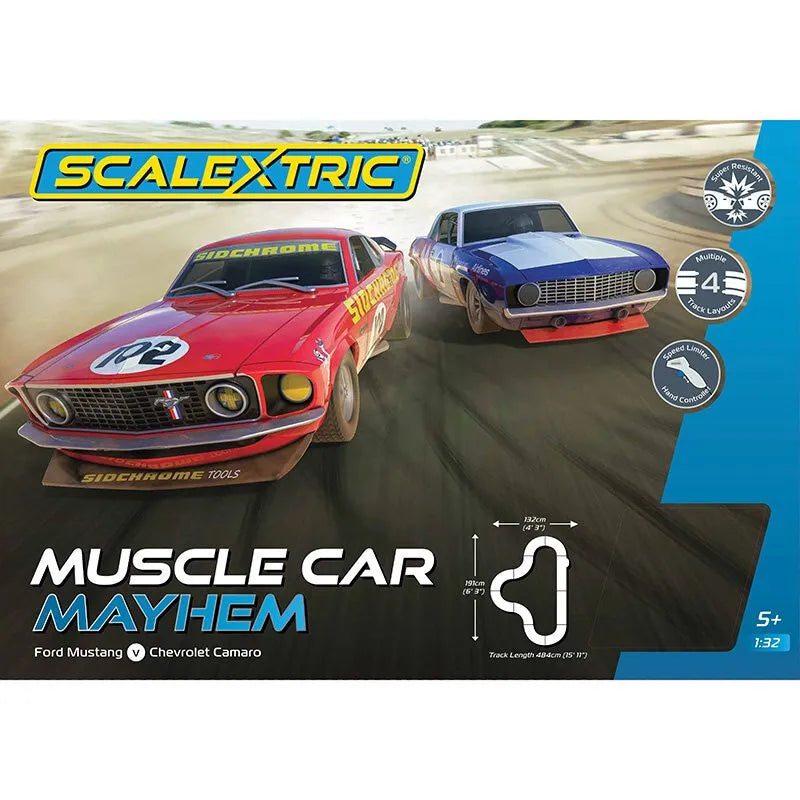 Scalextric C1449SF Muscle Car Mayhem Slot Car Set - Hobbytech Toys
