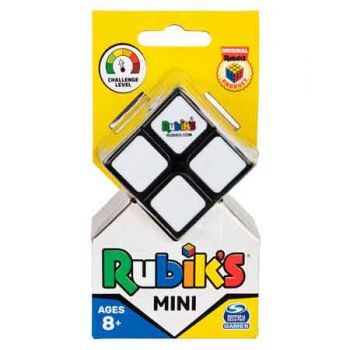 Compact Rubik's Mini 2x2 Puzzle Cube on Yellow Background