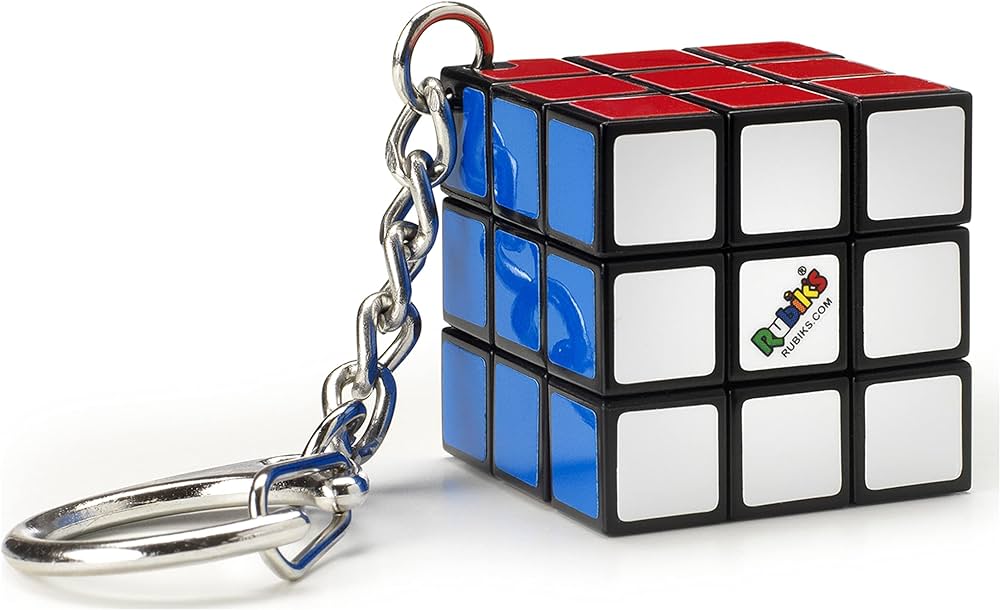 Compact Rubik's Cube 3x3 Keychain, a colorful puzzle toy displayed against a white background.