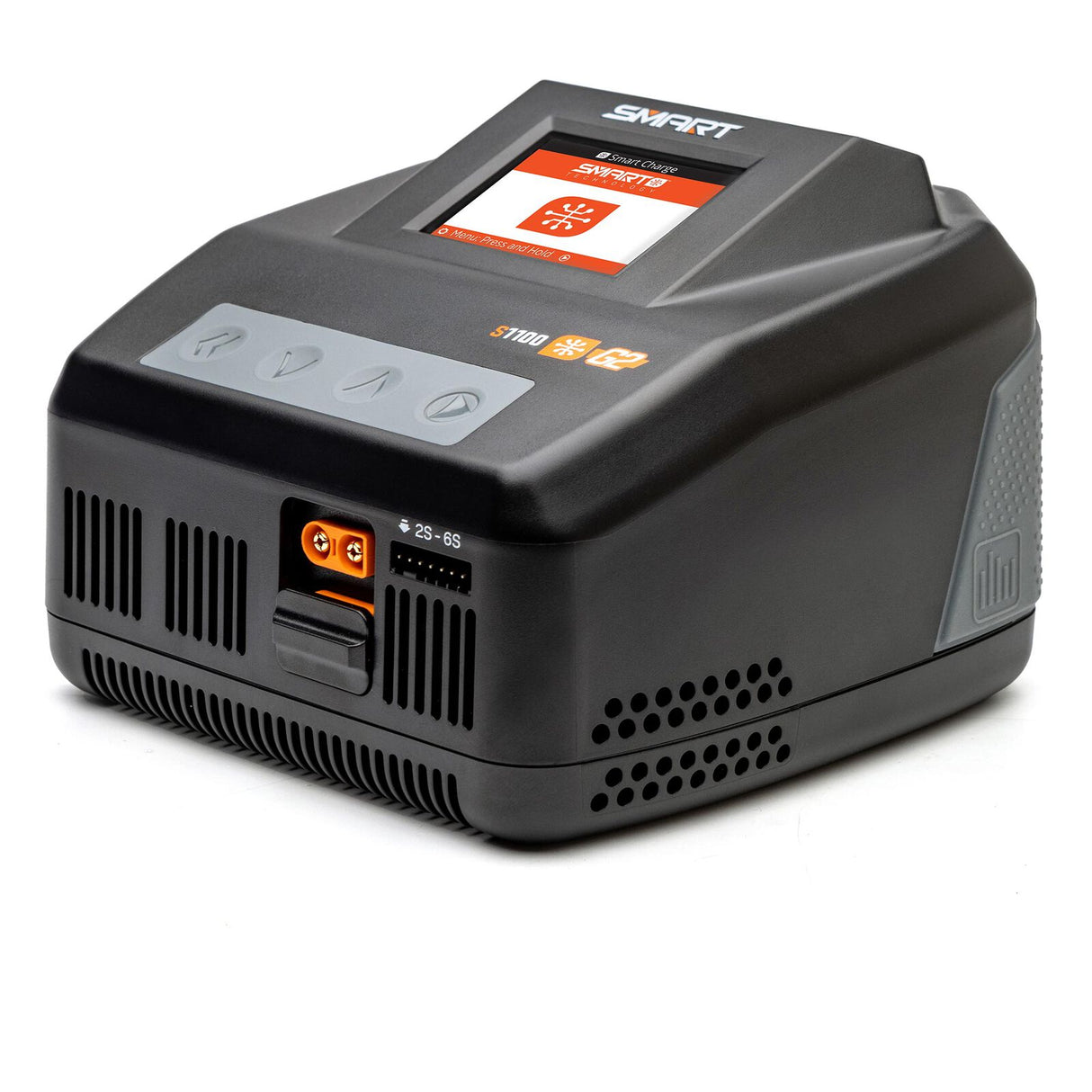 Compact and efficient Spektrum Smart S1100 100W AC Charger for powering and charging batteries.