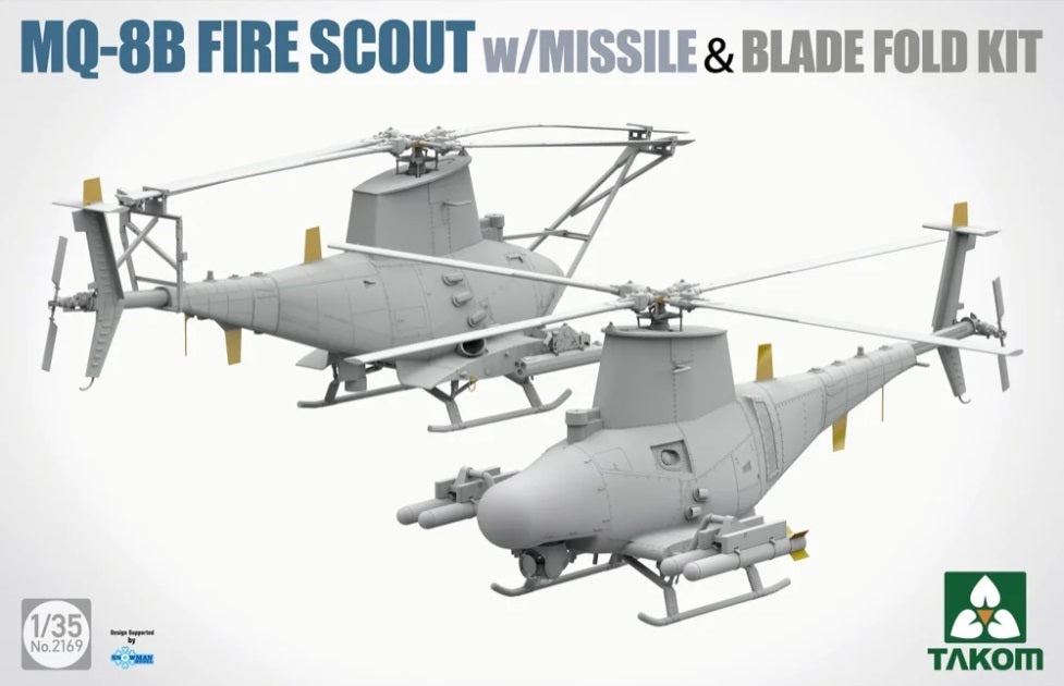 Takom 1/35 MQ-8B Fire Scout w/ Missile & Blade Fold Kit Plastic Model Kit - Hobbytech Toys