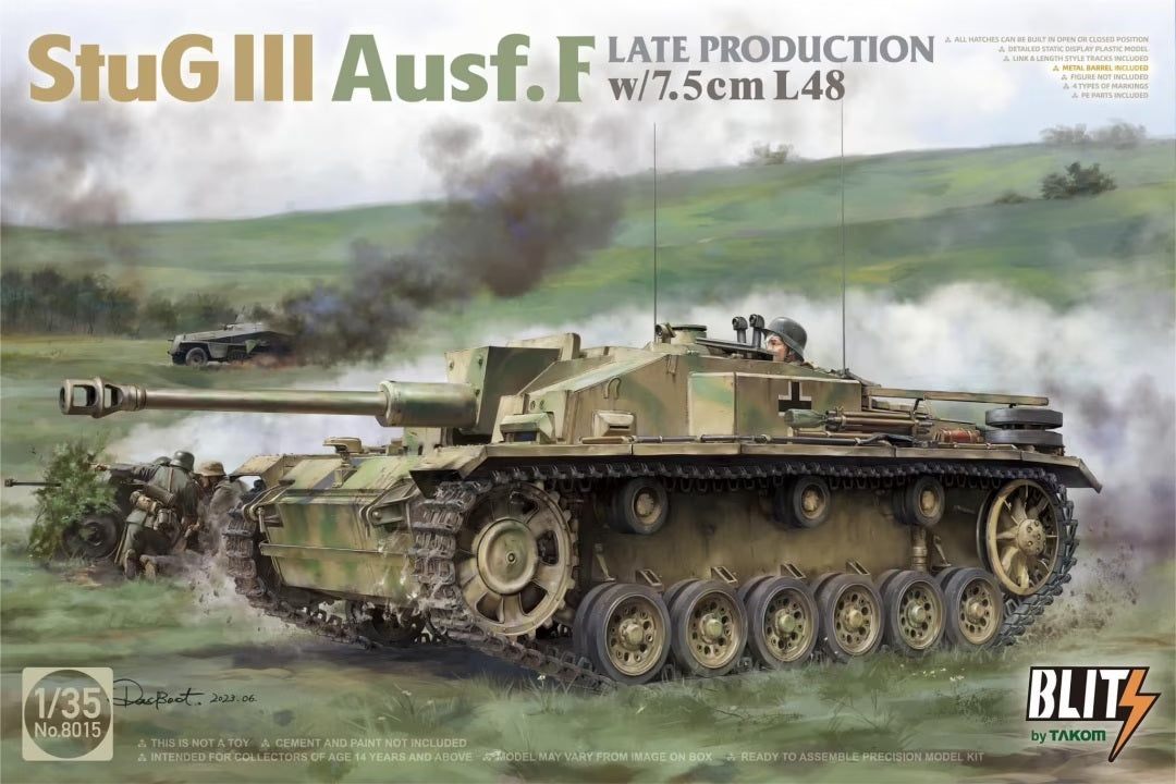 Takom 1/35 StuG III Ausf.F Late Production w/7.5cm L48 Plastic Model Kit - Hobbytech Toys