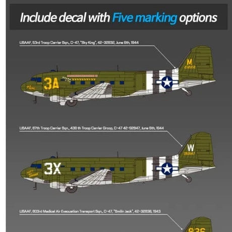 Academy 1/144 USAAF C - 47 Skytrain Plastic Model Kit - Hobbytech Toys