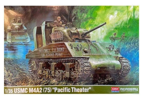 Academy 1/35 USMC M4A2 (75) "Pacific theater" Plastic Model Kit - Hobbytech Toys