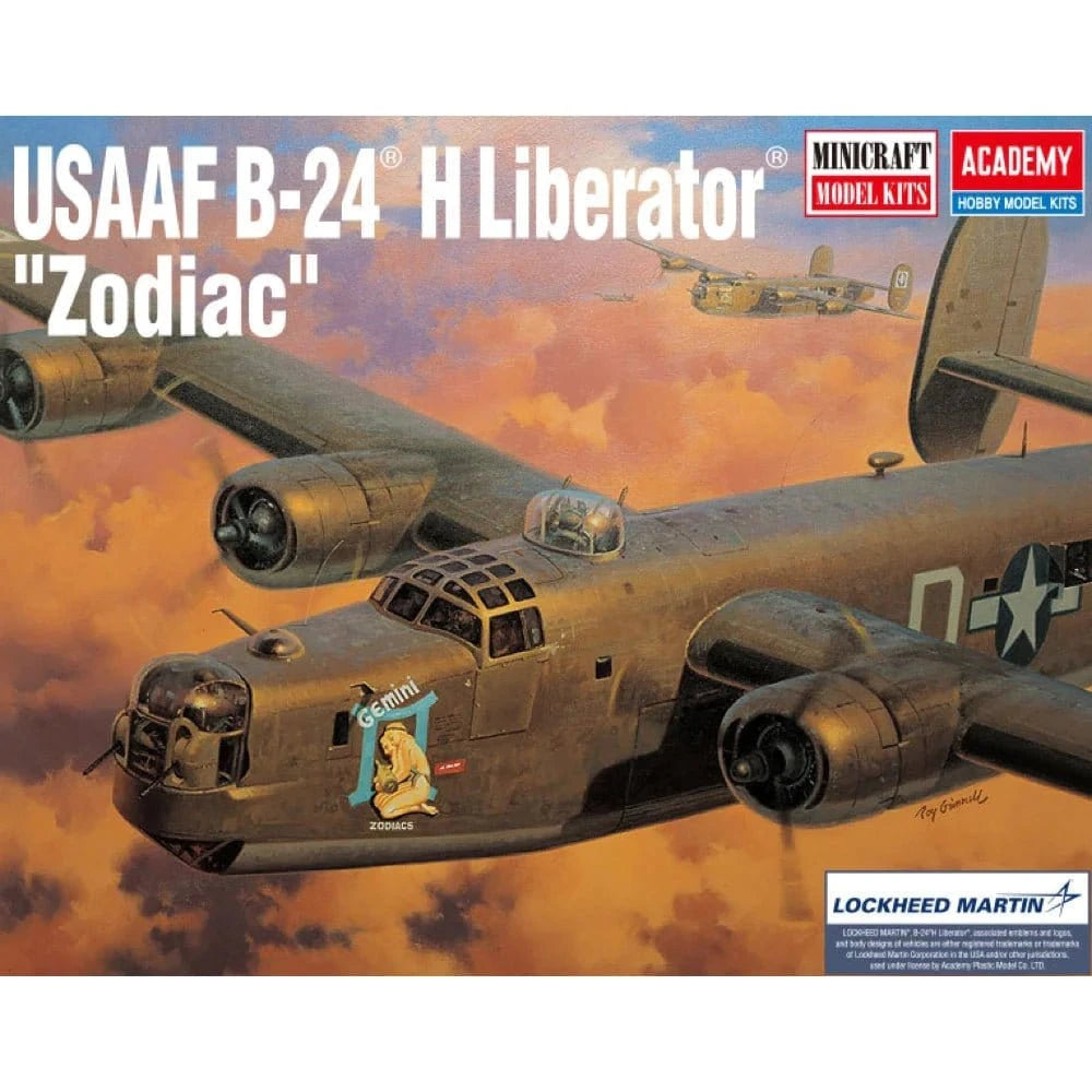 Academy 1/72 USAAF B - 24H Liberator Zodiac Plastic Model Kit - Hobbytech Toys