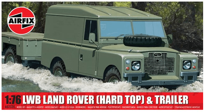 Airfix 1/76 LWB Land Rover (Hard Top) & Trailer Plastic Model Kit [A02324] - Hobbytech Toys