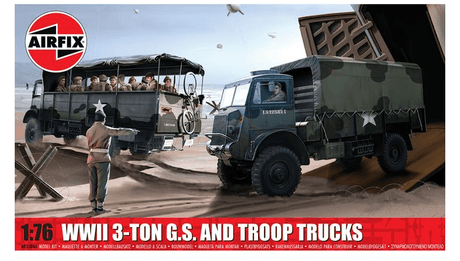 Airfix 1/76 WWII 3 - Ton G.S. and Troop Trucks Plastic Model Kit [A03306A] - Hobbytech Toys