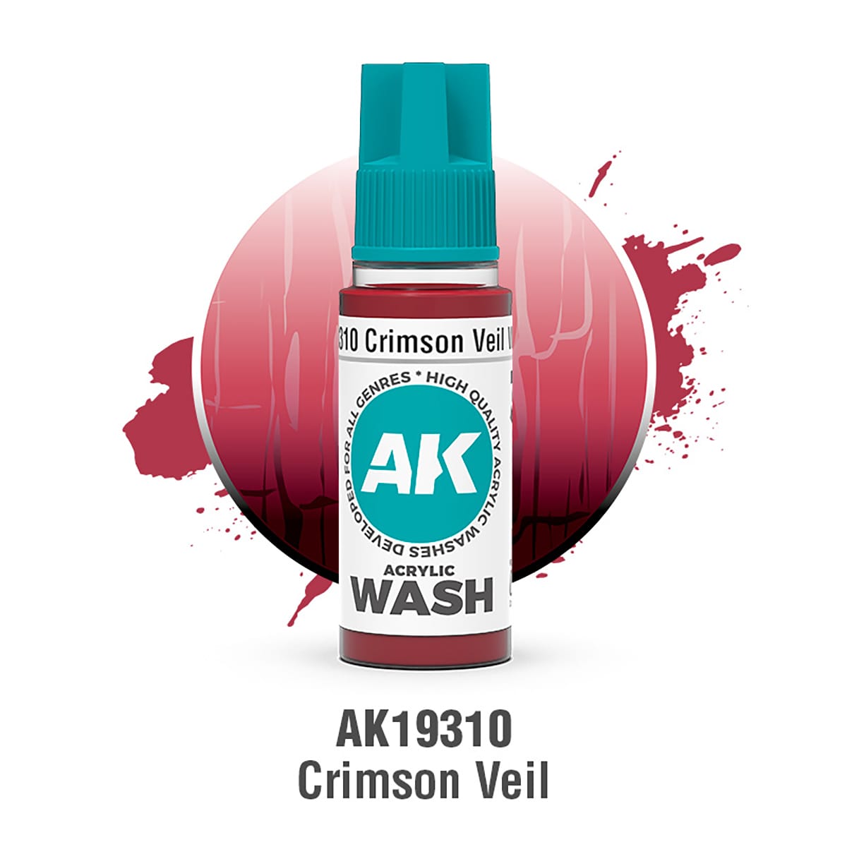 AK Interactive Acrylic Wash: Crimson Veil Wash 18ml