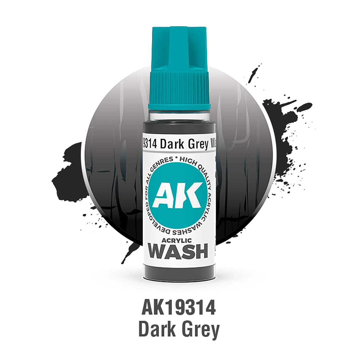 AK Interactive Acrylic Wash: Dark Grey Wash 18ml
