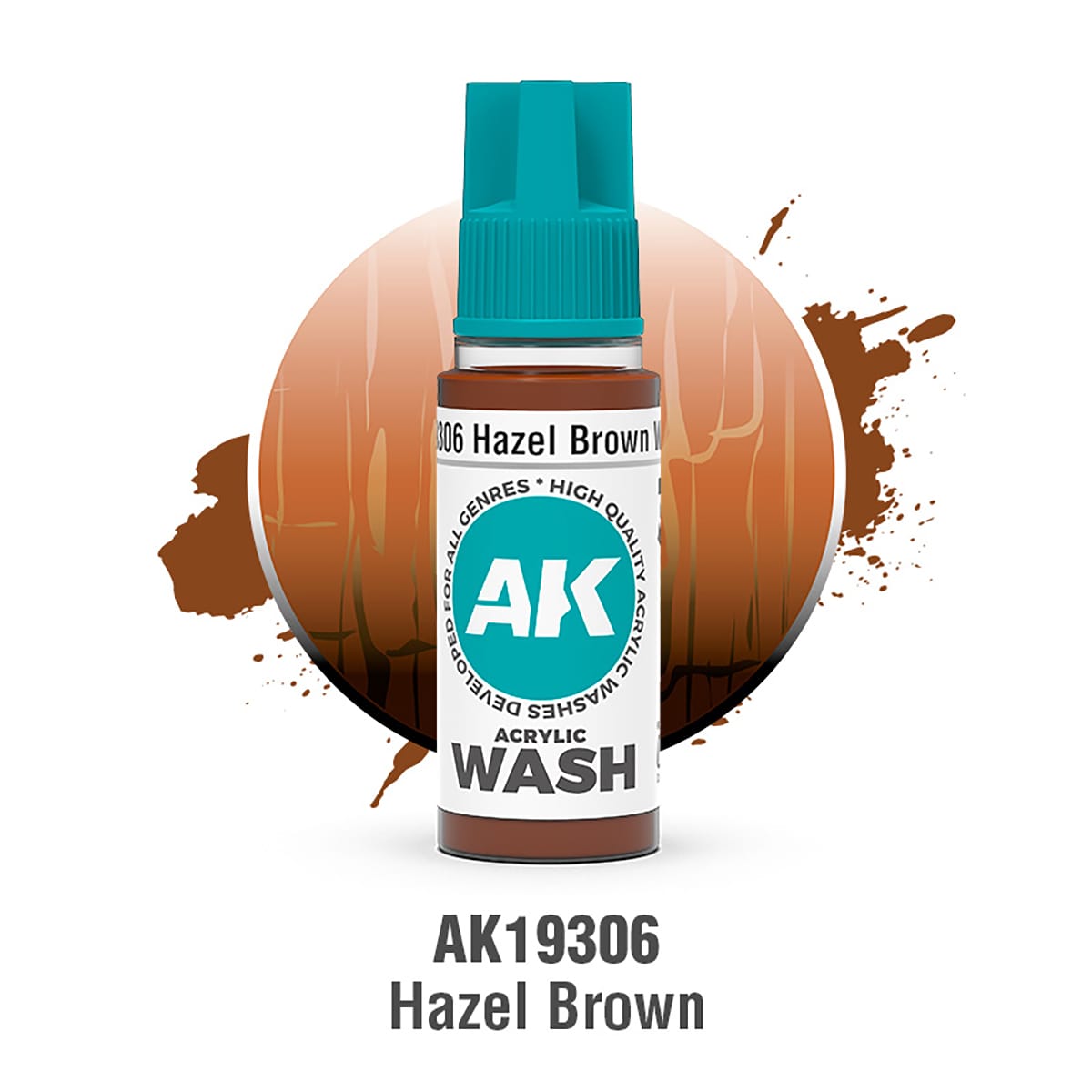 AK Interactive Acrylic Wash: Hazel Brown Wash 18ml