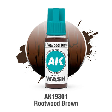 AK Interactive Acrylic Wash: Rotwood Brown Wash 18ml