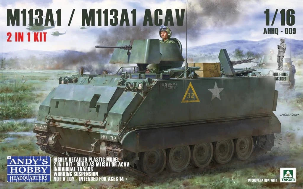 Andys Hobby HQ 1/16 M113A1/M113A1 ACAV Armoured Personnel Carrier Plastic Model Kit - Hobbytech Toys