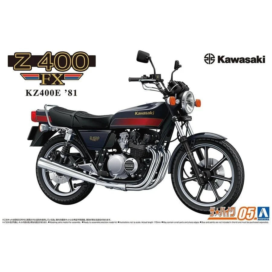 Aoshima 1/12 Kawasaki KZ400E Z400FX Motorbike Plastic Model Kit [A006444] - Hobbytech Toys