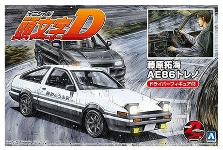 Aoshima 1/24 Fujiwara Takumi AE86 Trueno Project - D Ver With Figure Plastic Model Kit - Hobbytech Toys