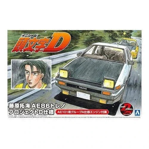 Aoshima 1/24 Fujiwara Takumi Toyota AE86 Trueno Project - D Version Plastic Model Kit - Hobbytech Toys