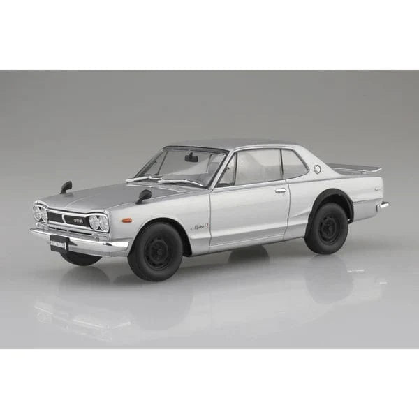 Aoshima 1/24 Snap KPGC10 Skyline HT 2000 GT - R 1970 Silver Plastic Model Kit - Hobbytech Toys