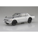 Aoshima 1/24 Snap KPGC10 Skyline HT 2000 GT - R 1970 Silver Plastic Model Kit - Hobbytech Toys