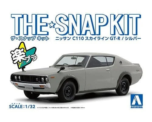 Aoshima 1/32 SNAP NISSAN C110 SKYLINE GT - R (Silver) Kit - Hobbytech Toys
