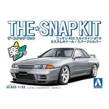 Aoshima 1/32 SNAP NISSAN R32 SKYLINE GT - R CUSTOM WHEEL (Spark Silver) Kit - Hobbytech Toys