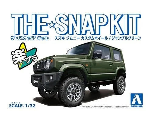 Aoshima 1/32 SNAP Suzuki Jimny Custom Wheel (Jungle Green) Kit - Hobbytech Toys