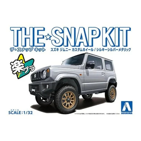 Aoshima 1/32 SNAP Suzuki Jimny Custom Wheel (Silky Silver Metallic) Kit - Hobbytech Toys