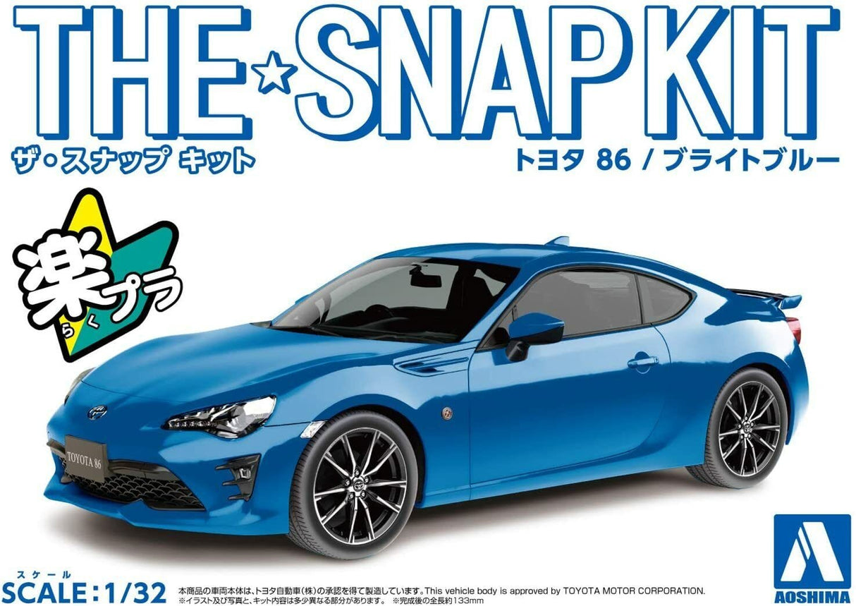 Aoshima 1/32 Snap Toyota GR 86 (Bright Blue) Plastic Model Kit - Hobbytech Toys