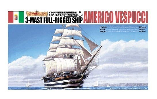 Aoshima 1/350 Amerigo Vespucci Plastic Model Kit - Hobbytech Toys