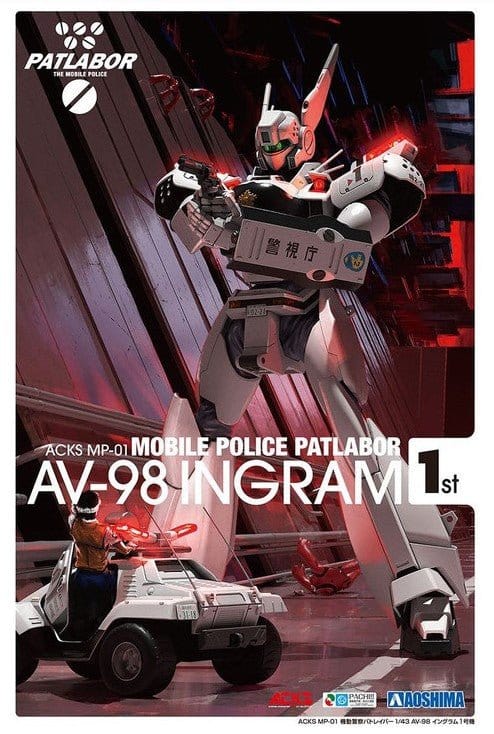 Aoshima 1/43 Mobile Police Patlabor AV - 98 Ingram 1St Plastic Model Kit - Hobbytech Toys