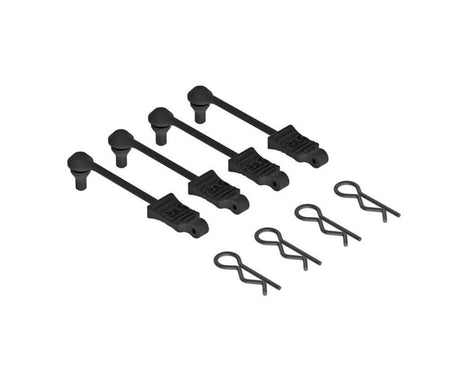 ARRMA ARAC3445 black body clip retainers 1/10 scale (4pcs)