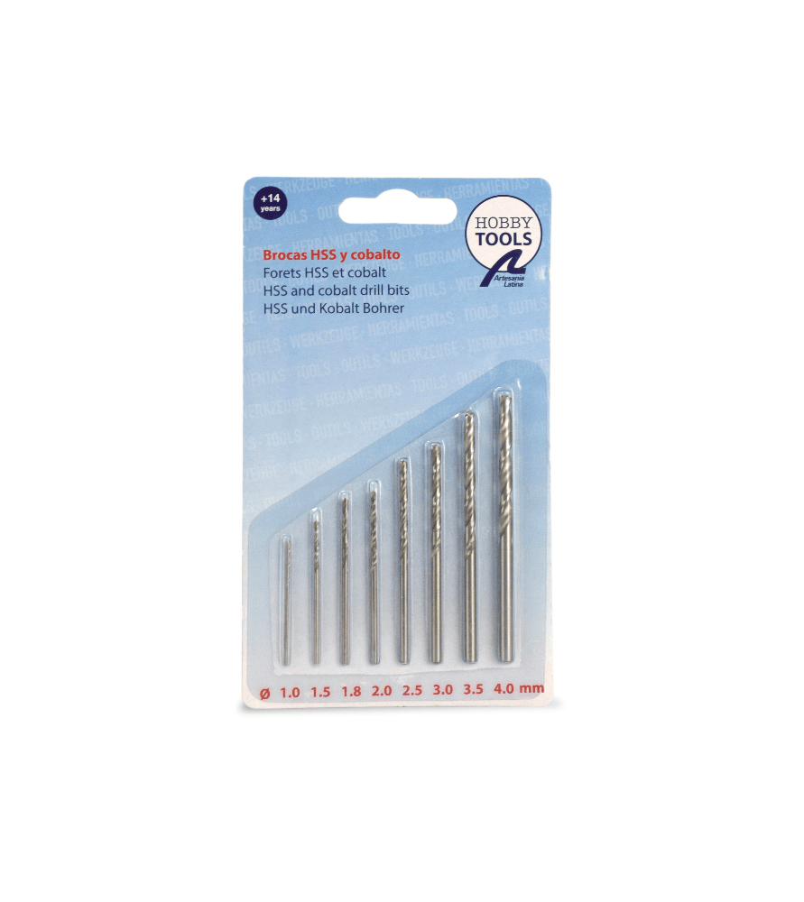 Artesania Set of 8 HSS-E Cobalt Steel Drill Bits (Diam. 1-1.5-1.8-2.0-2.5-3.0-4.0) [27217]
