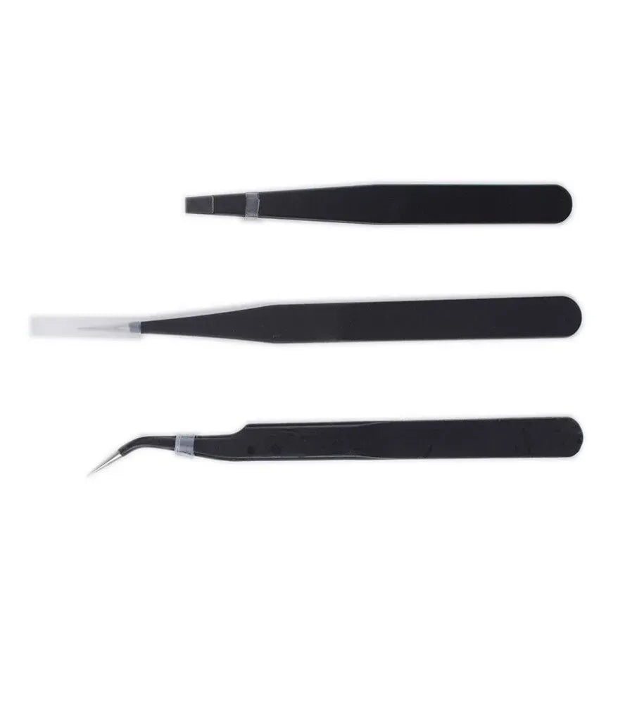 Artesania Stainless Steel Tweezer Set (Straight Curved & Flat) [27205]