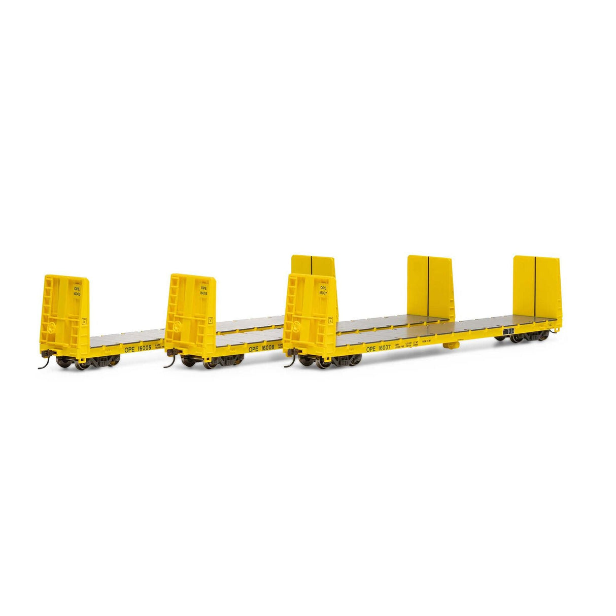 Athearn HO Scale 60ft Bulkhead Flat, OP&E (3) No.16005/16007/16008 - Hobbytech Toys