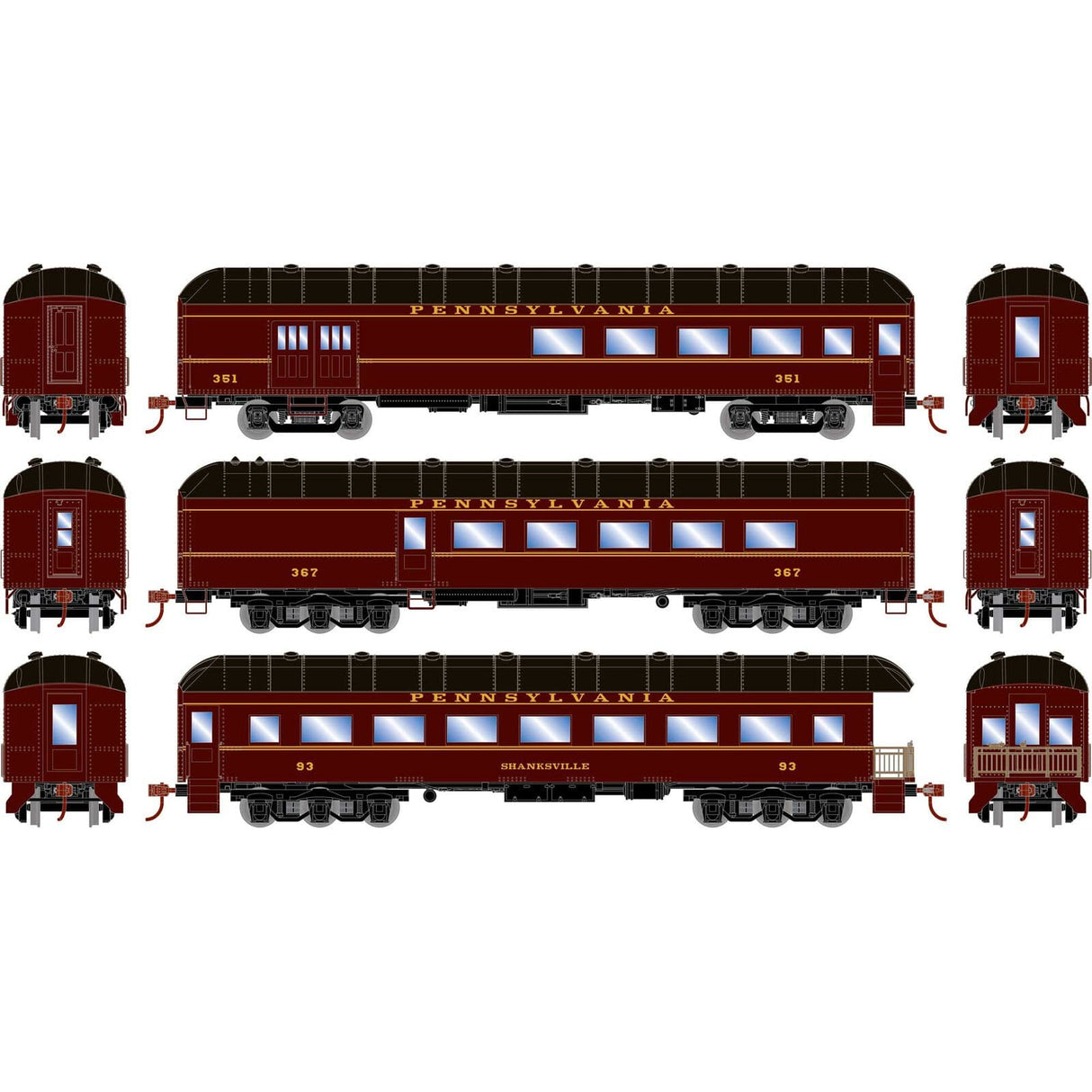 Athearn HO Scale Arch Roof Set, PRR (3 Pack)